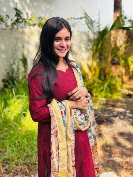 Mangalagiri Cotton Straight Cut Kurta with Floral Dupatta